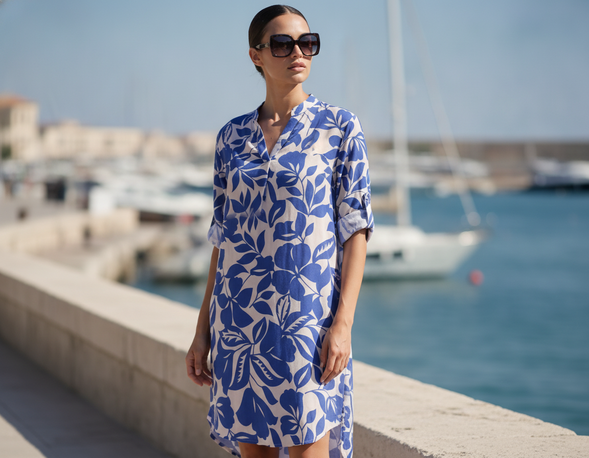 Dámske modré tunikové šaty ZABAIONE BLUE FLOWER 11